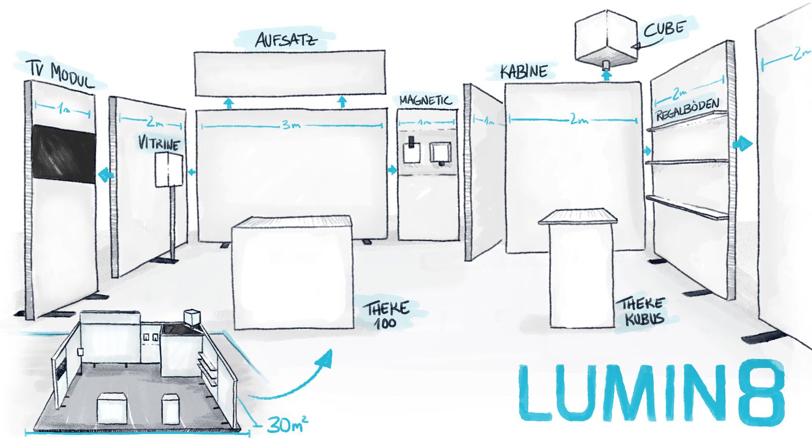 LUMIN8-Messestand ist anpassungsfähig