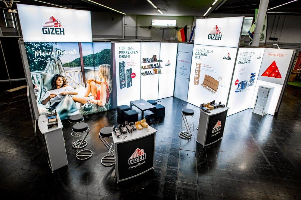 GIZEH CNBS MEsse Koeln LED Messestand LUMIN8
