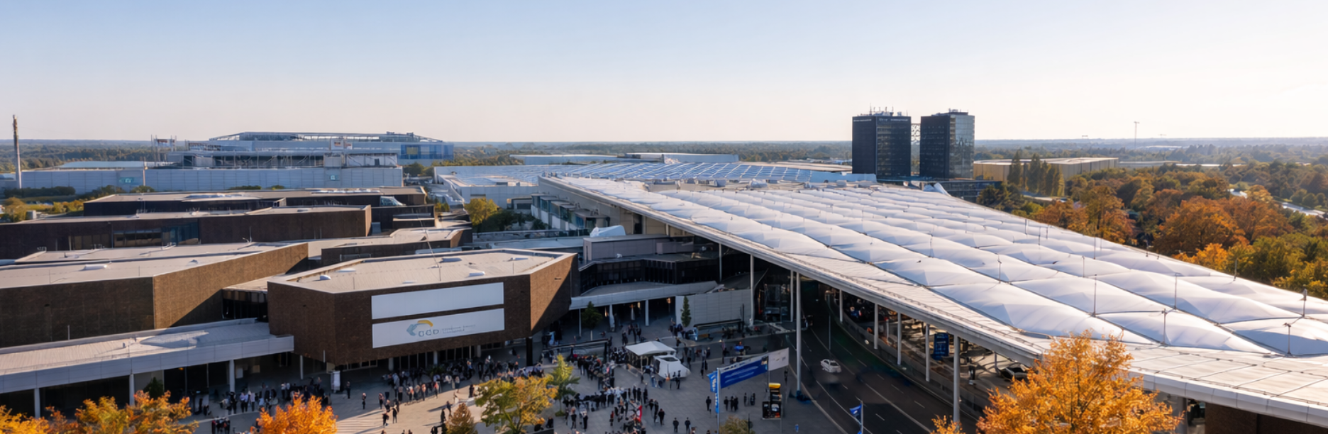 Die Messe in Düsseldorf an einem Frühlingstag