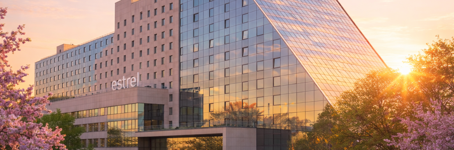 Estrel Congress Center in Berlin an einem Frühlingsmorgen