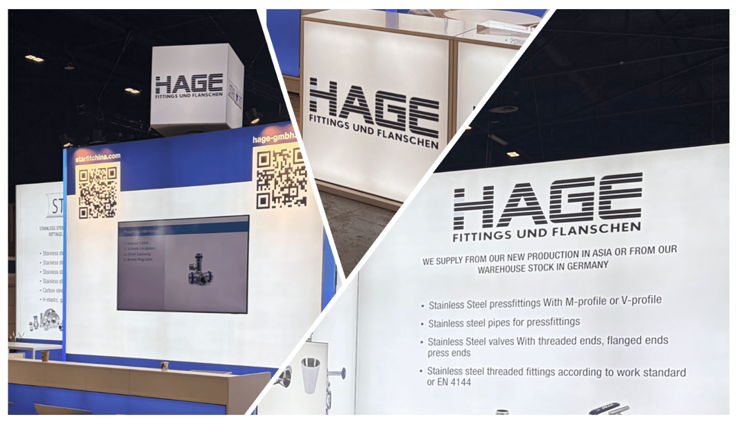 Hage Fittings und Flanschen @ Stainless_Steel_World_2025 Messestand LA-CONCEPT-GmbH