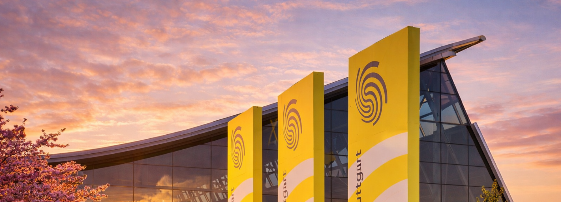 Messe in Stuttgart an einem Frühlingsmorgen