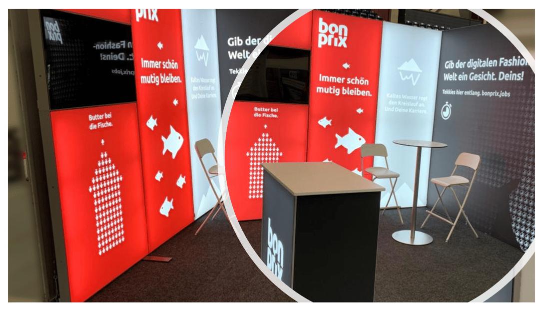 bonprix mit LUMIN8 Messestand @ MINT-Schülermesse 2021 in Hamburg LA-CONCEPT-GmbH