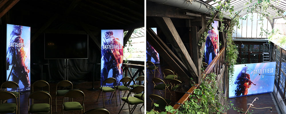 Die LUMIN8 LED Messewände waren von der ersten Etage bis zum Keller aufgestellt