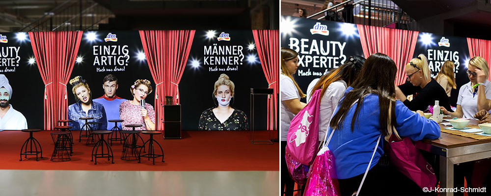 LUMIN8 LED Messestand für dm-drogerie markt auf der GLOW 2018