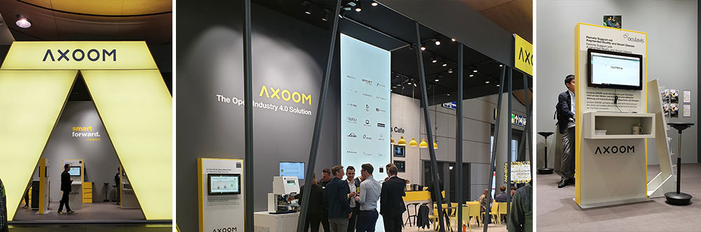 AXOOM bindet erfolgreich ihre CI in das Messestand-Design ein