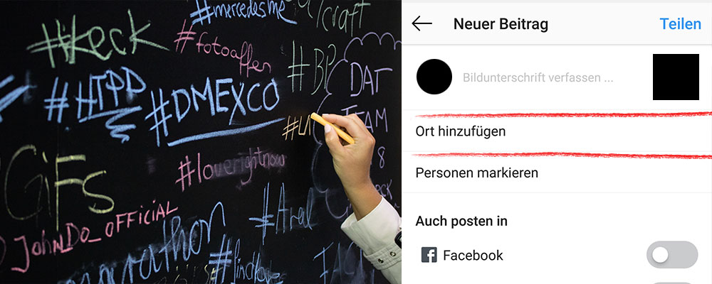 Hashtag und Geo-Tag sind wichtig für die Reichweite auf Instagram