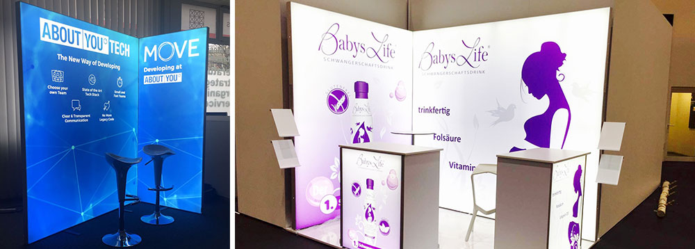 Einfarbige Motive für Ihren LED-Messestand lassen sich auch spannend lösen