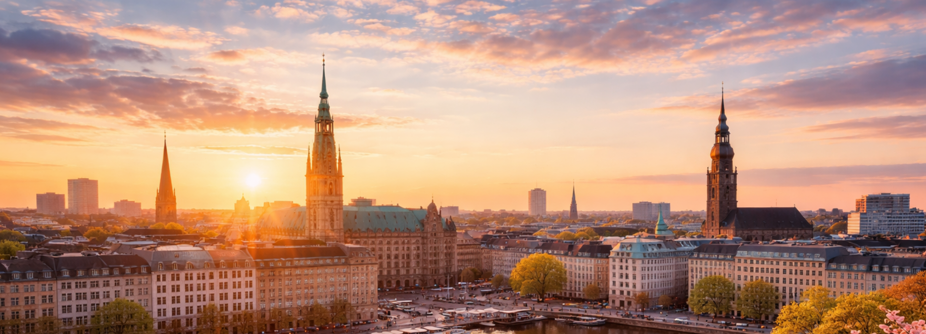 Hamburg bei Sonnenaufgang