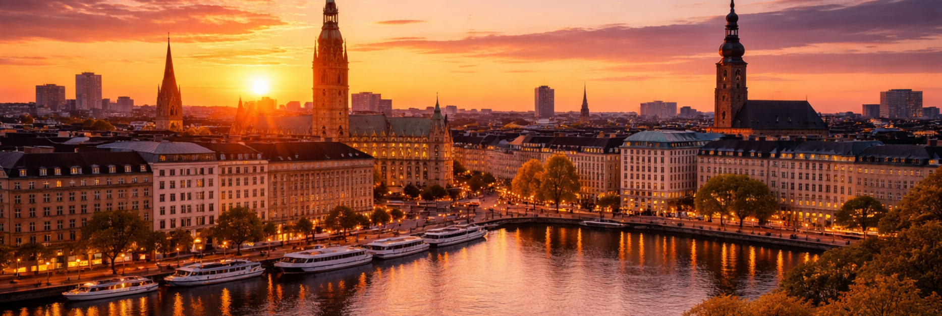 Hamburg bei Sonnenuntergang