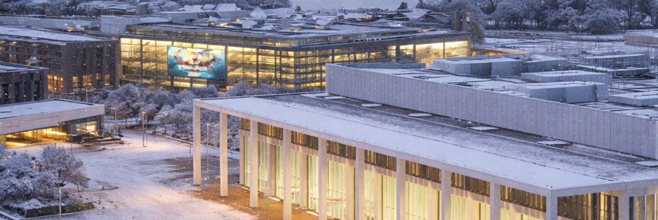 Koelnmesse in Köln im Schnee