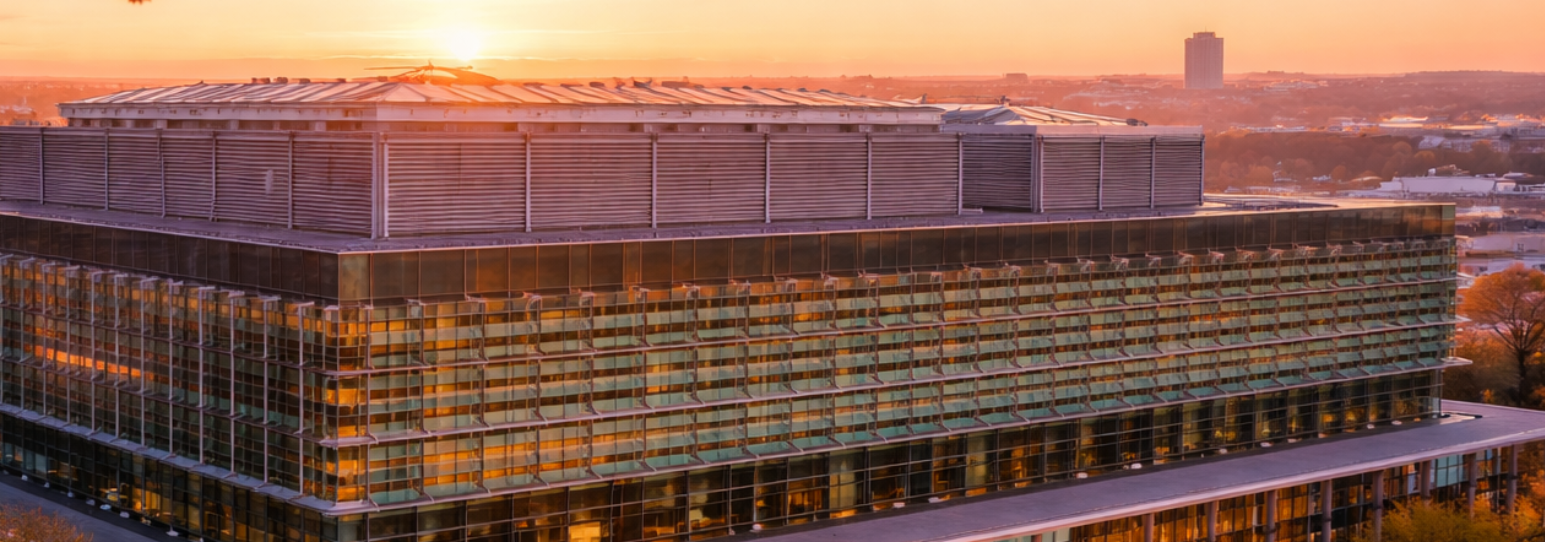 Messe in Leipzig an einem Frühlingsmorgen