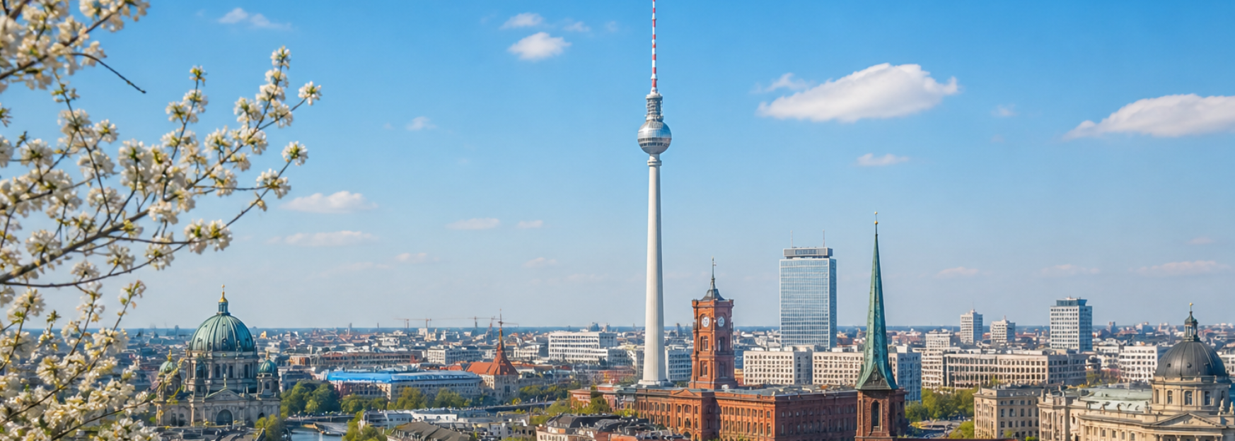 Skyline von Berlin an einem Frühlingstag